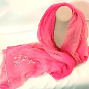 Indian silk-like pink multi tonal scarf
